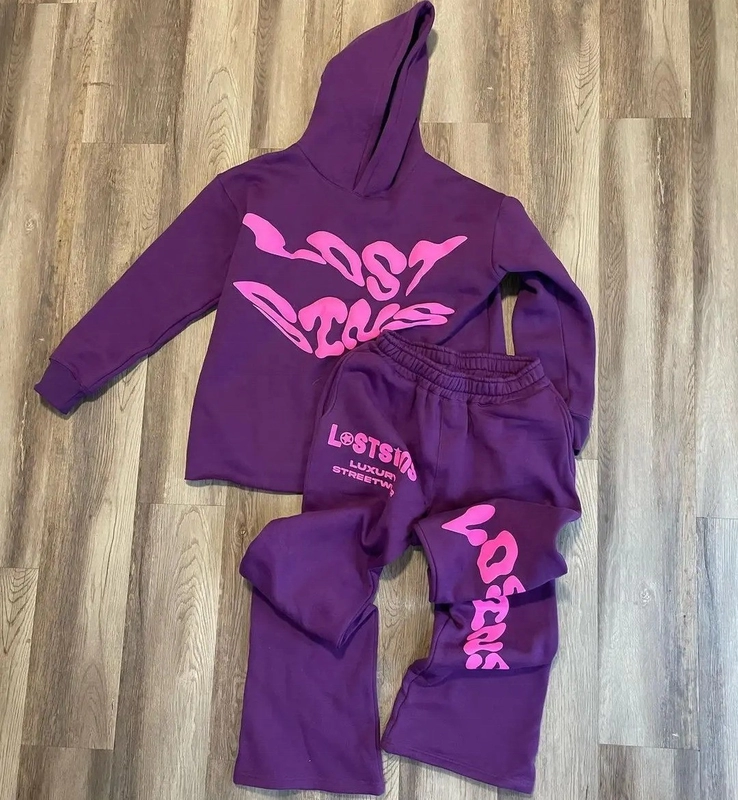 3D Puff Print Flared Sweatpant And Cropped Hoodie Tracksuit