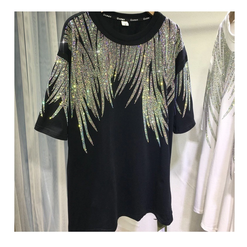 Personalised Rhinestone Graphic Cotton Short Sleeves T Shirt