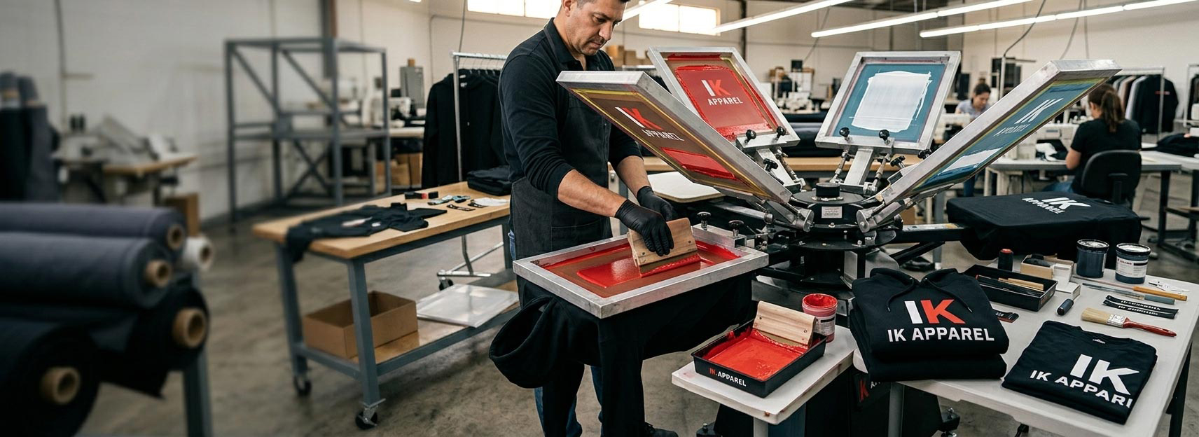 Custom screen printing manufacturer for USA clothing brands, streetwear labels, hoodies, t-shirts, and bulk apparel buyers